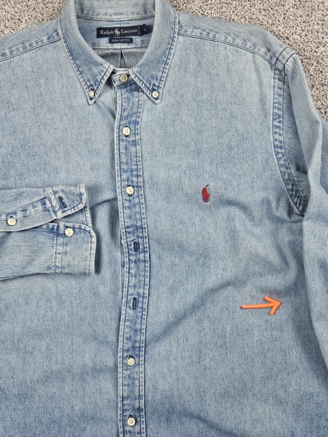 80's 폴로랄프로렌 레드 포니 데님 셔츠 ( L ) / 10534 상품이미지6