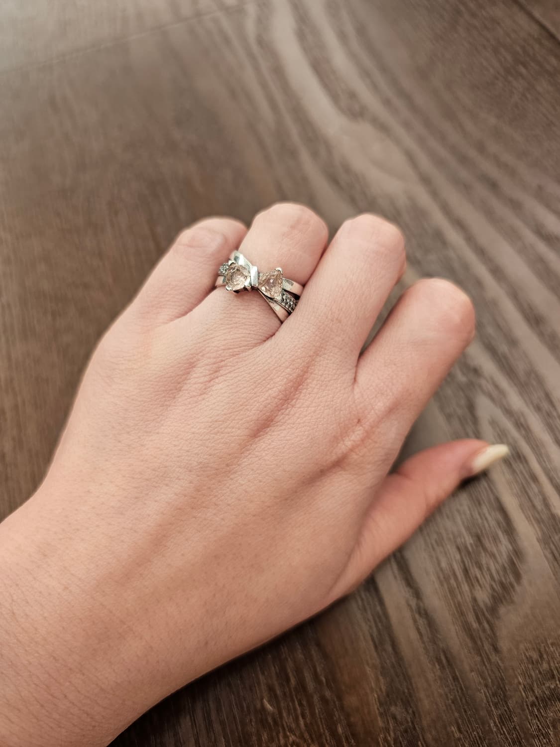 핑크빛 리본 실버반지 새상품 상품이미지4