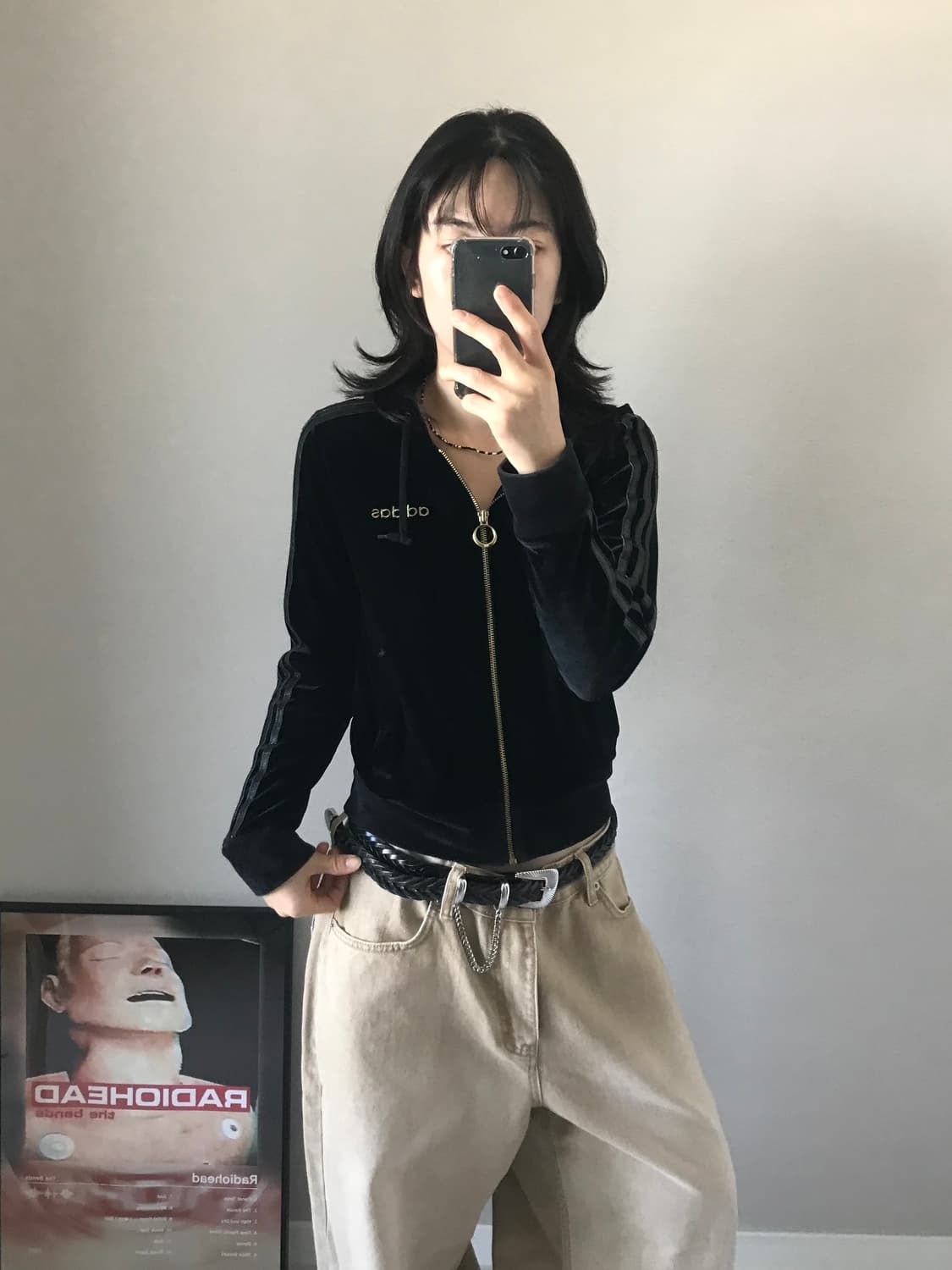 아디다스 00년대 올드스쿨 벨벳 사이드라인 후드집업 상품이미지3