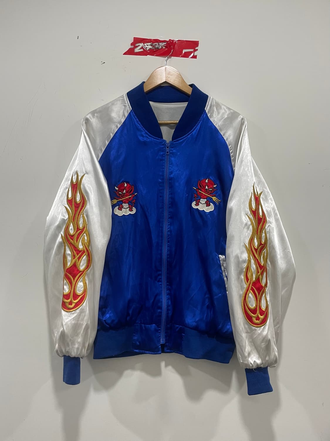 (빈티지)레드데빌 플레임 자수 새틴 스카잔 상품이미지6