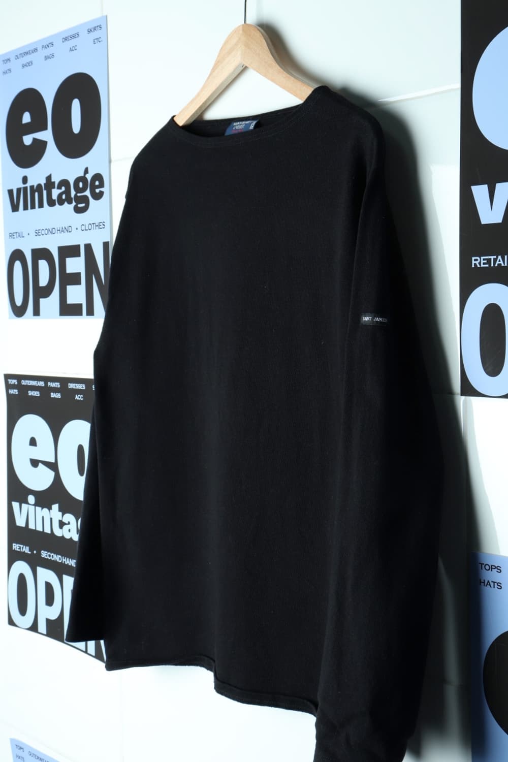 (L-XL) 세인트제임스 긴팔티셔츠 블랙 무지 아메카지-H30012 상품이미지1