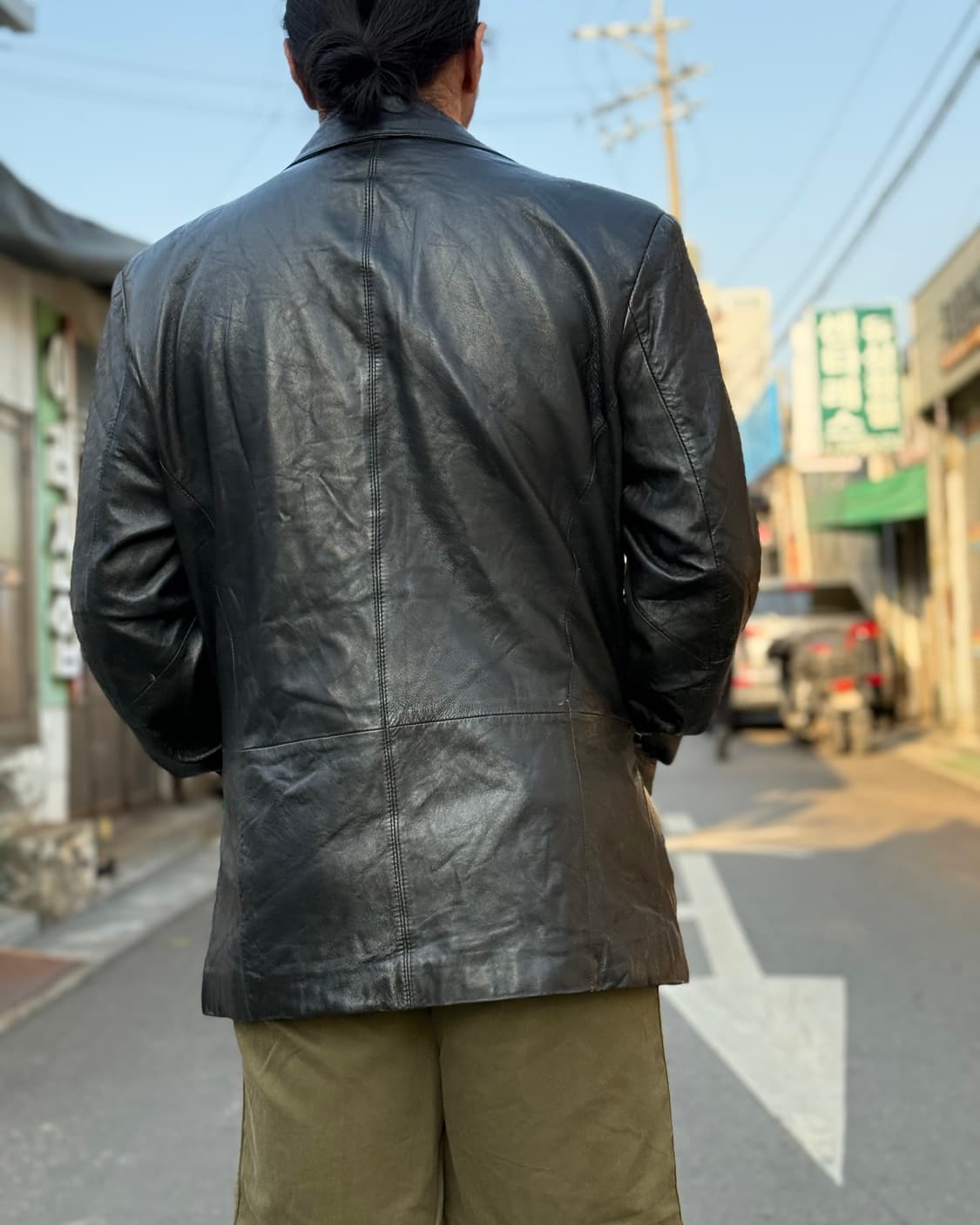 90-00‘s 윌슨 레더 램스킨 3B 블레이저 자켓 M 상품이미지10