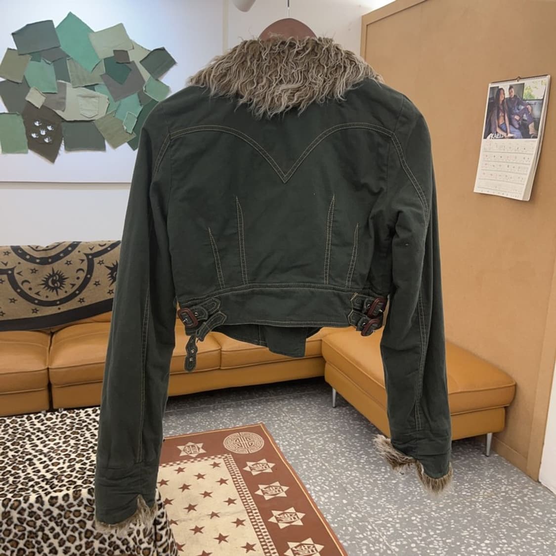 빈티지 핀터걸 보헤미안 시크 퍼 무스탕 크롭 자켓 90 C09624 상품이미지4