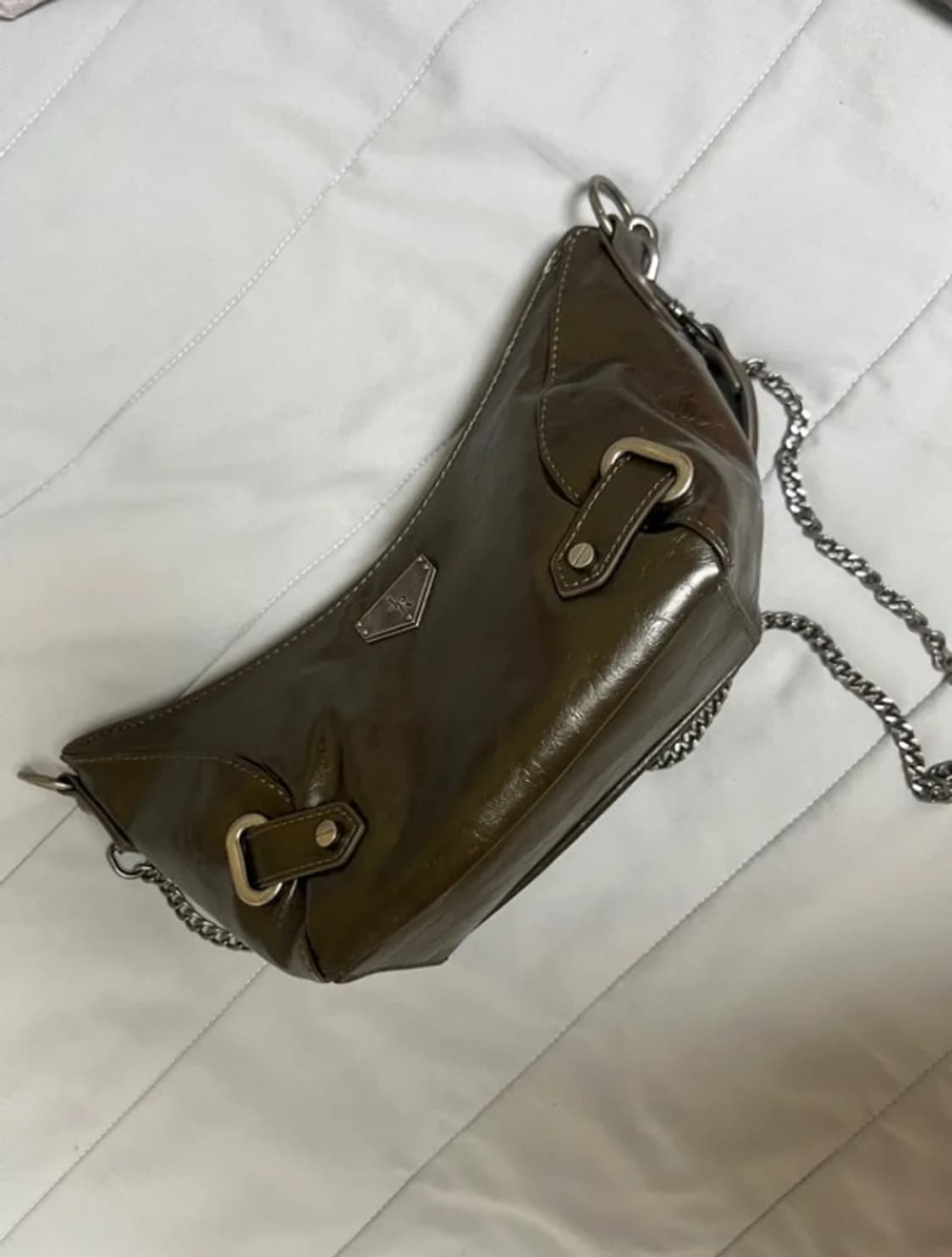 레더리 빈티지 체인 크로스 숄더백 미니 카키브라운 상품이미지5