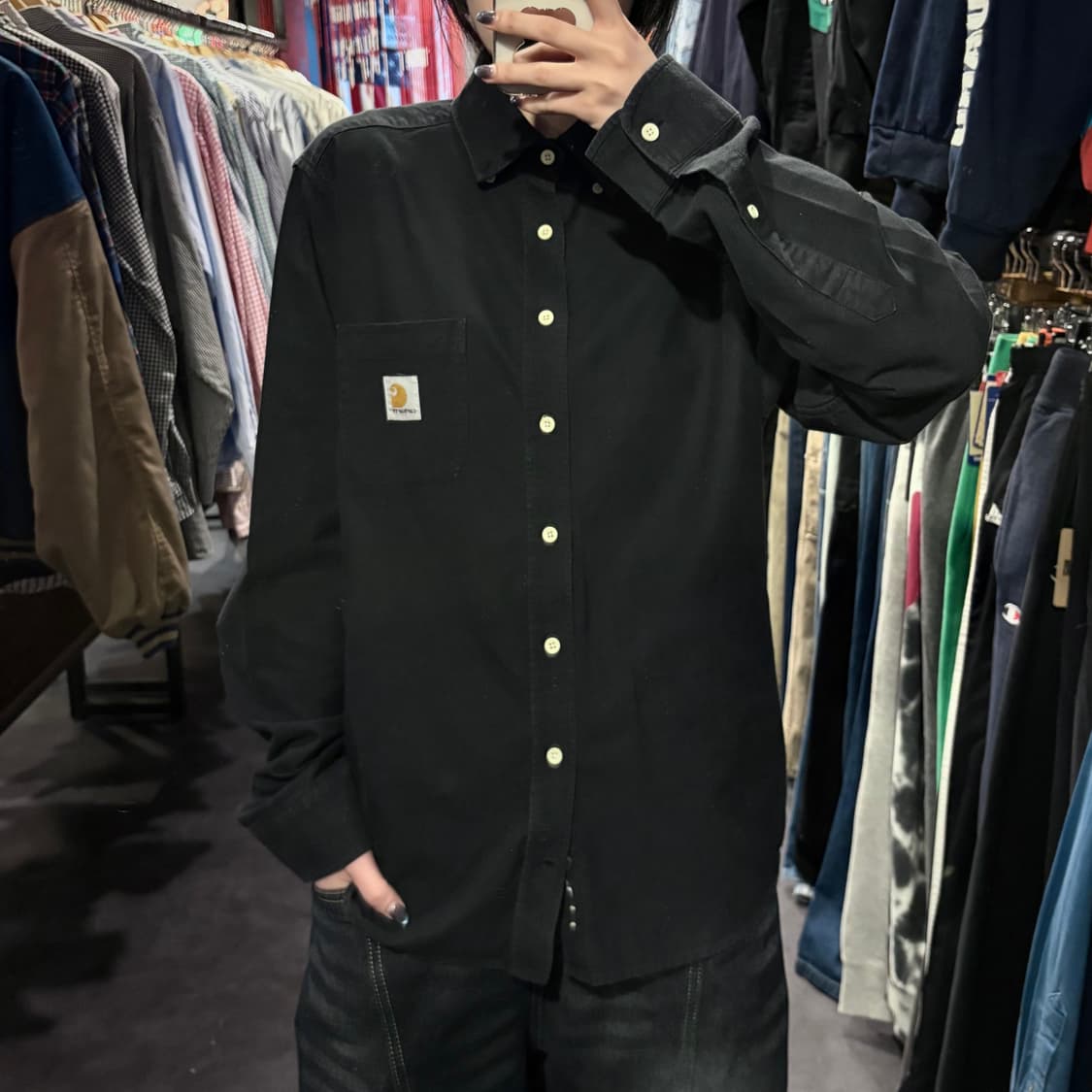 [IM] Carhartt 칼하트 긴팔 셔츠 블랙 상품이미지2