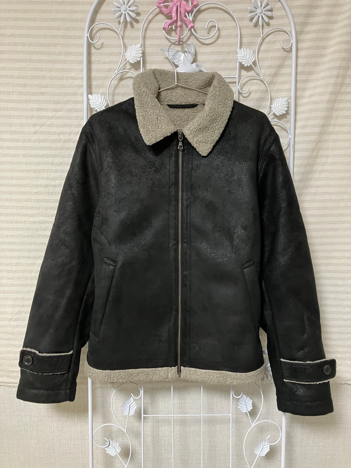 빈티지 블랙 기모 무스탕 y2k 스트릿 갸루 펑키 일본빈티지W-521   상품이미지1