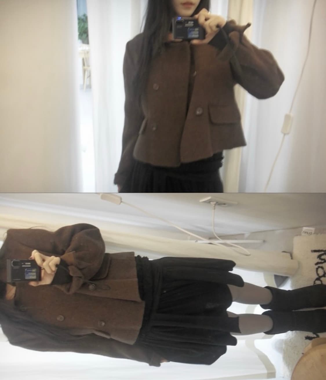 일본 빈티지 쇼트 코트 자켓 아우터 브라운 와투케 모리걸 대장 아메카지 상품이미지1