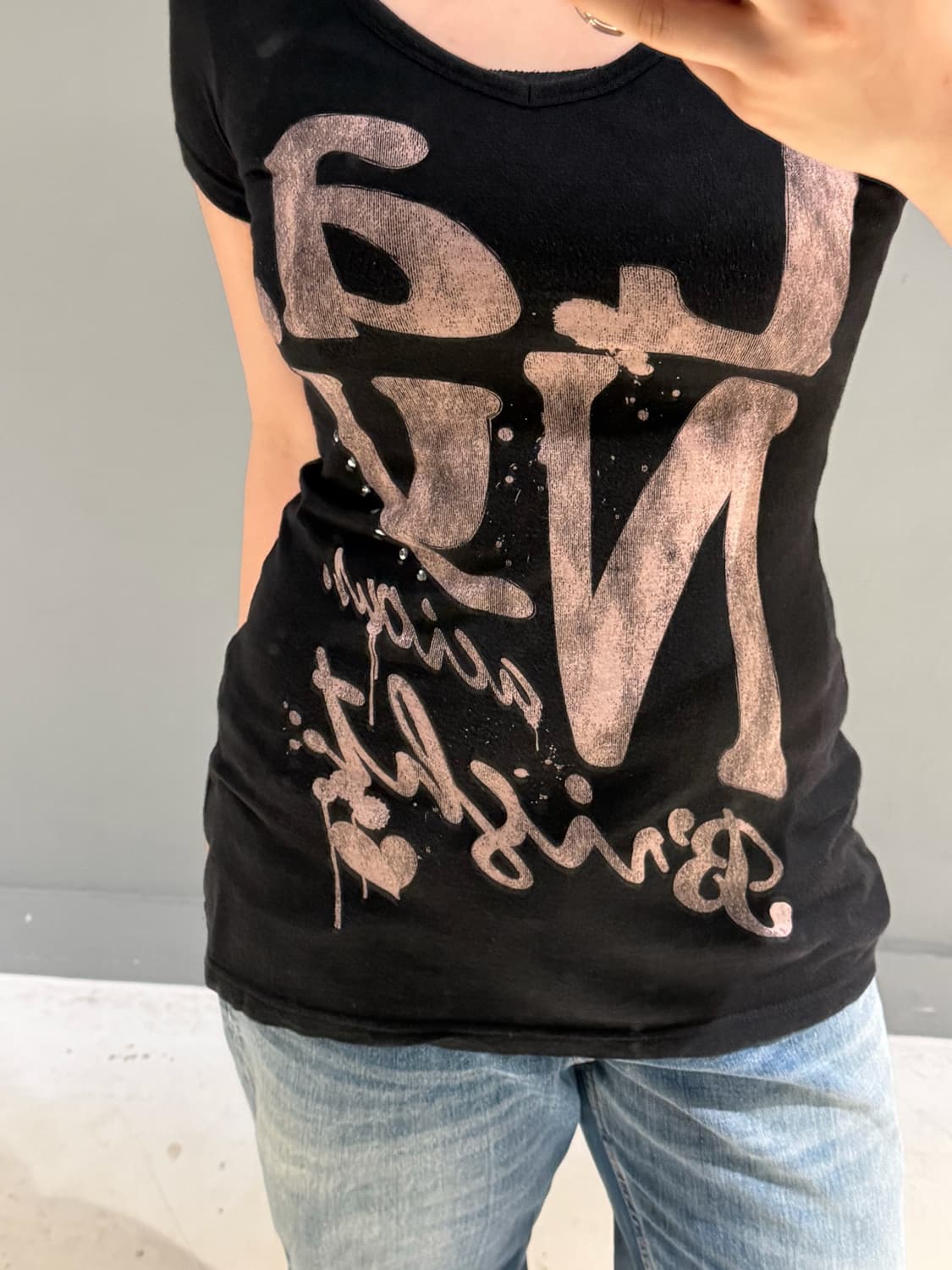 y2k lettering point tee 상품이미지4