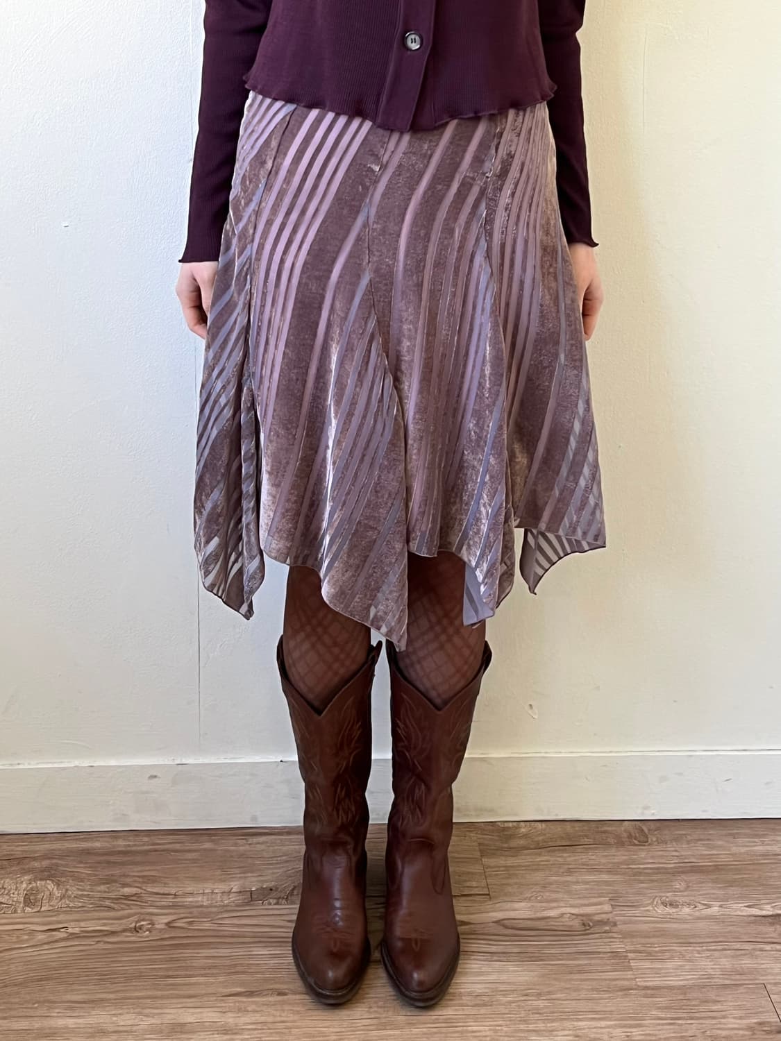 Japan vtg 벨벳 시스루 스커트 상품이미지5