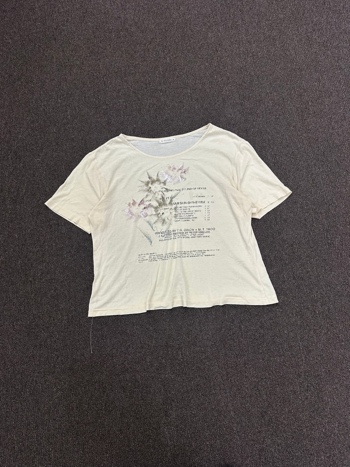 OS)Japanese vintage 여성 플라워 프린팅 비즈 디테일 반팔 상품이미지2