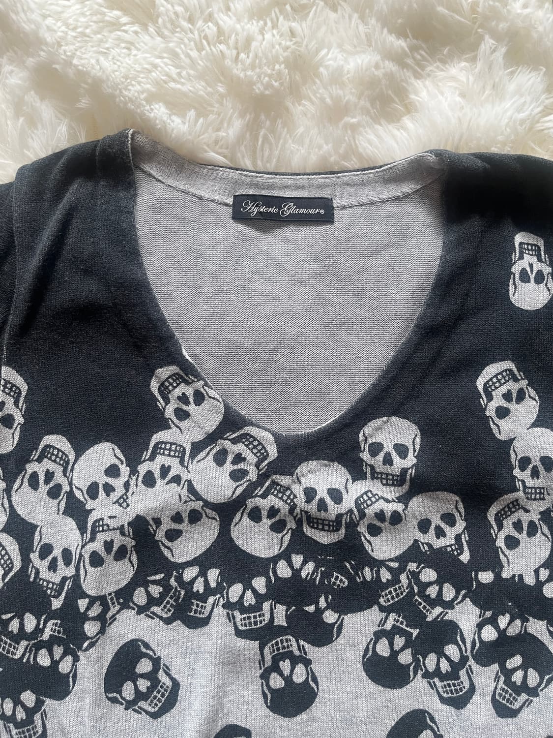 히스테릭 글래머 해골 스컬 올오버 그래픽 레이스 니트 반팔 티셔츠 튜닉 상품이미지5