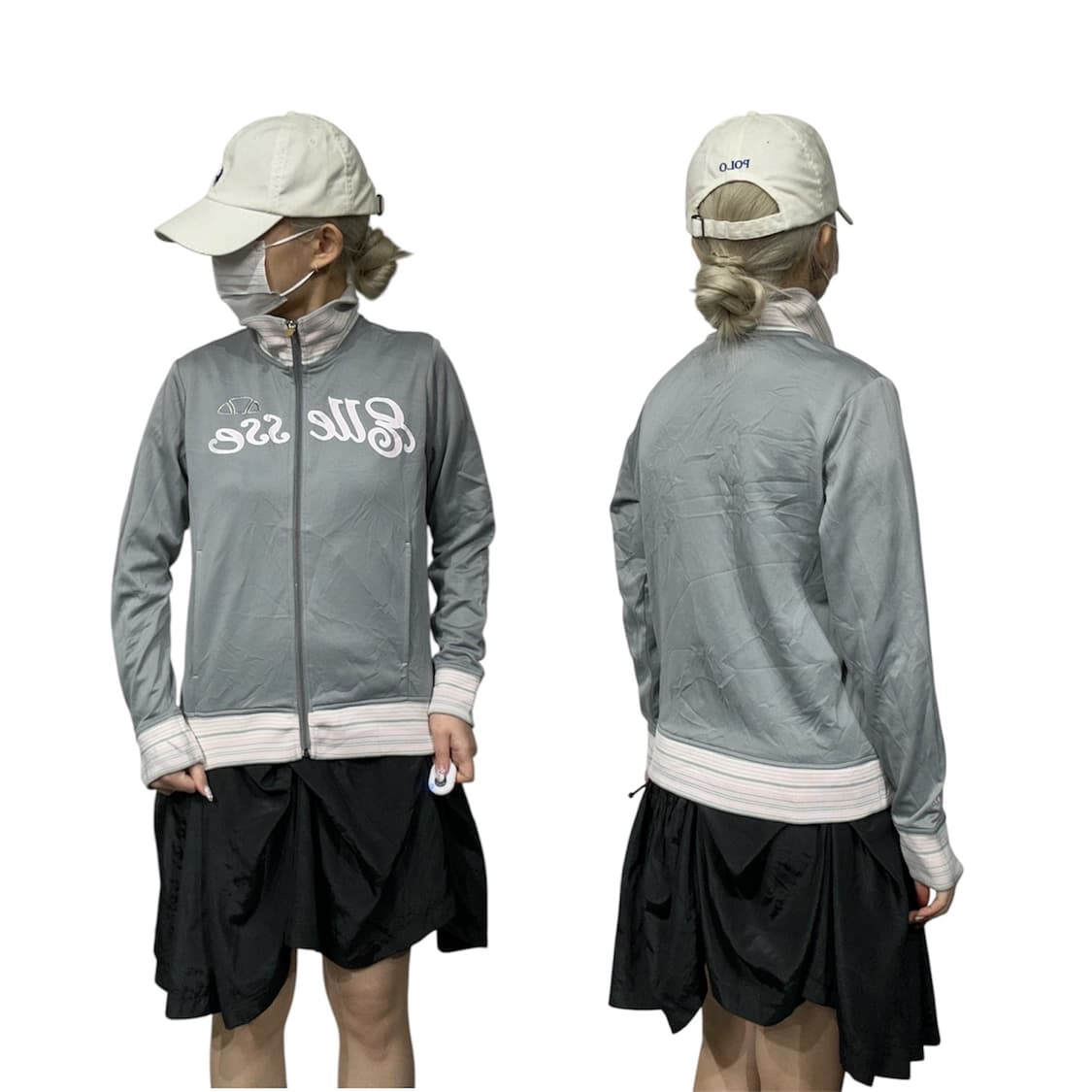 엘레쎄 그레이 딱붙핏 y2k 트랙탑 져지  상품이미지1