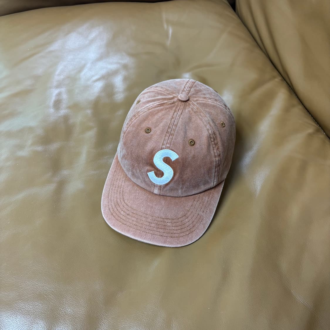 Supreme 슈프림 피그먼트 워시드 탄 S로고 6패널 볼캡 모자 Tan 상품이미지1