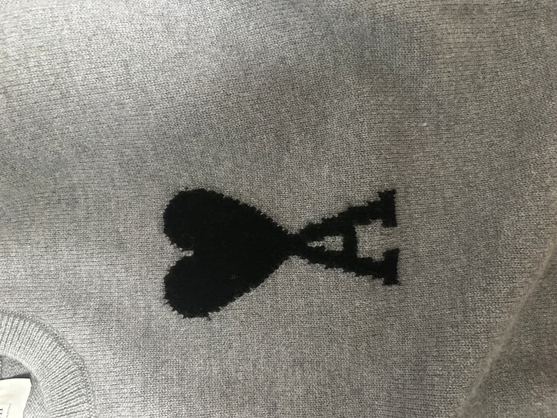 아미 빅 하트 로고 오버사이즈 인타르시아 스웨터 그레이 블랙 (M) 상품이미지6