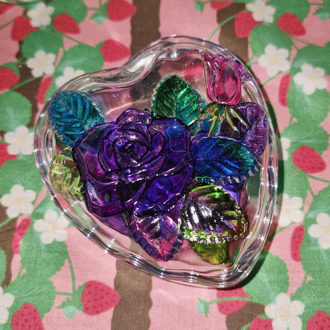 90s 쇼에이 컬러 장미 하트 글라스 트링켓 상품이미지6