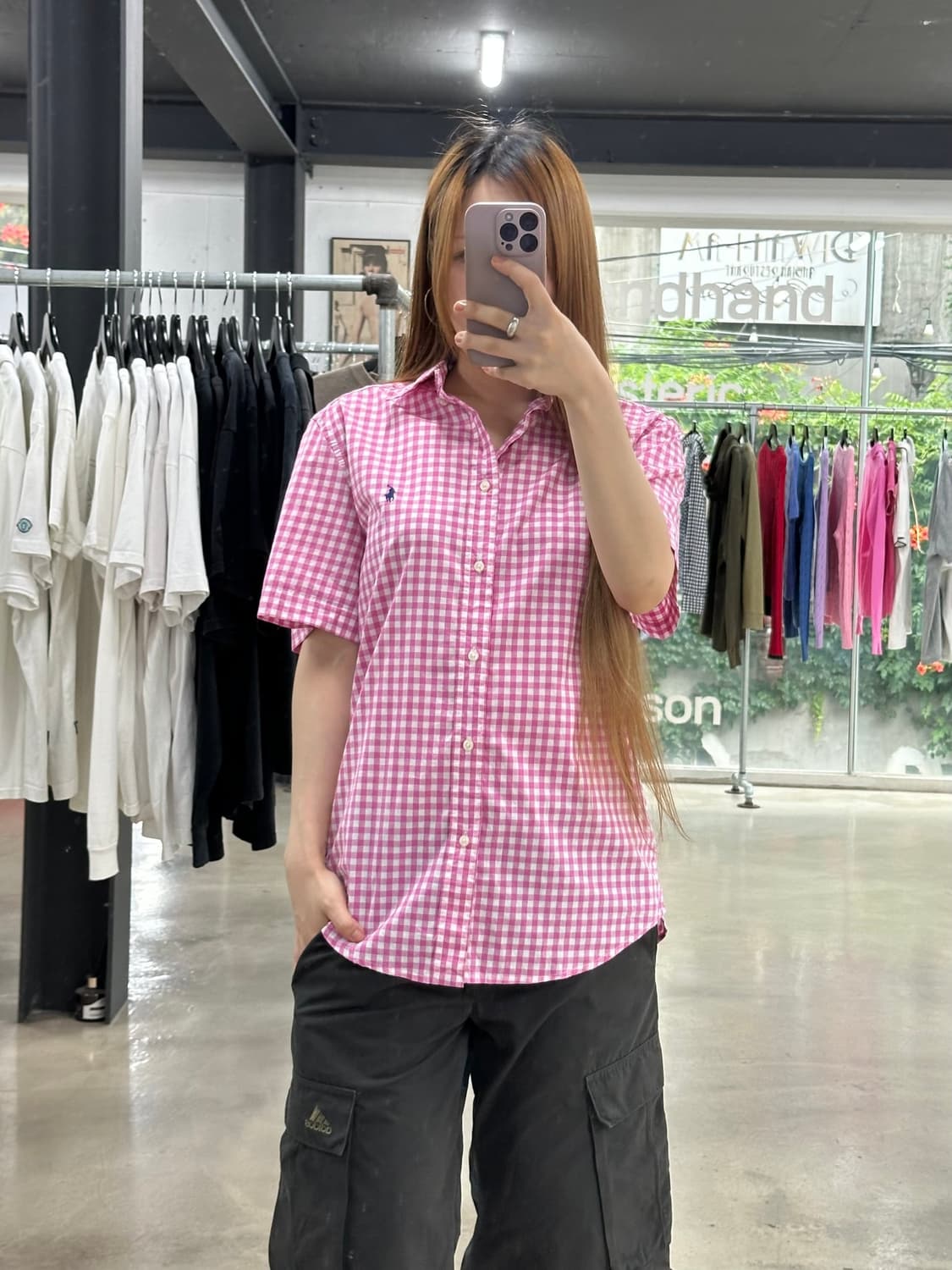 폴로랄프로렌 큐알텍 핑크체크 반팔셔츠 상품이미지2