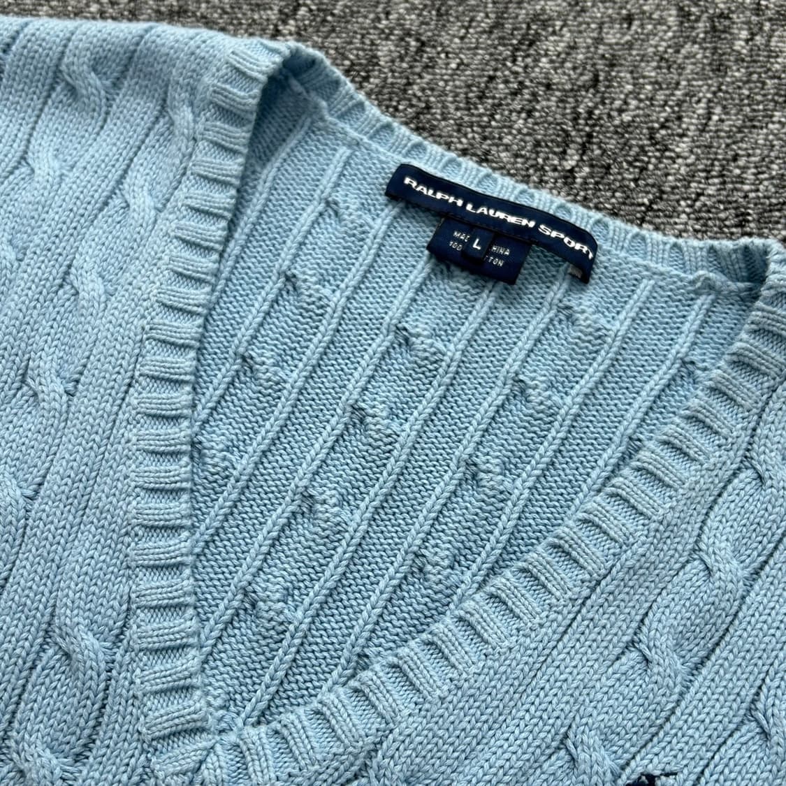 폴로 랄프로렌 스포츠 스카이블루 코튼 브이넥 니트 상품이미지5