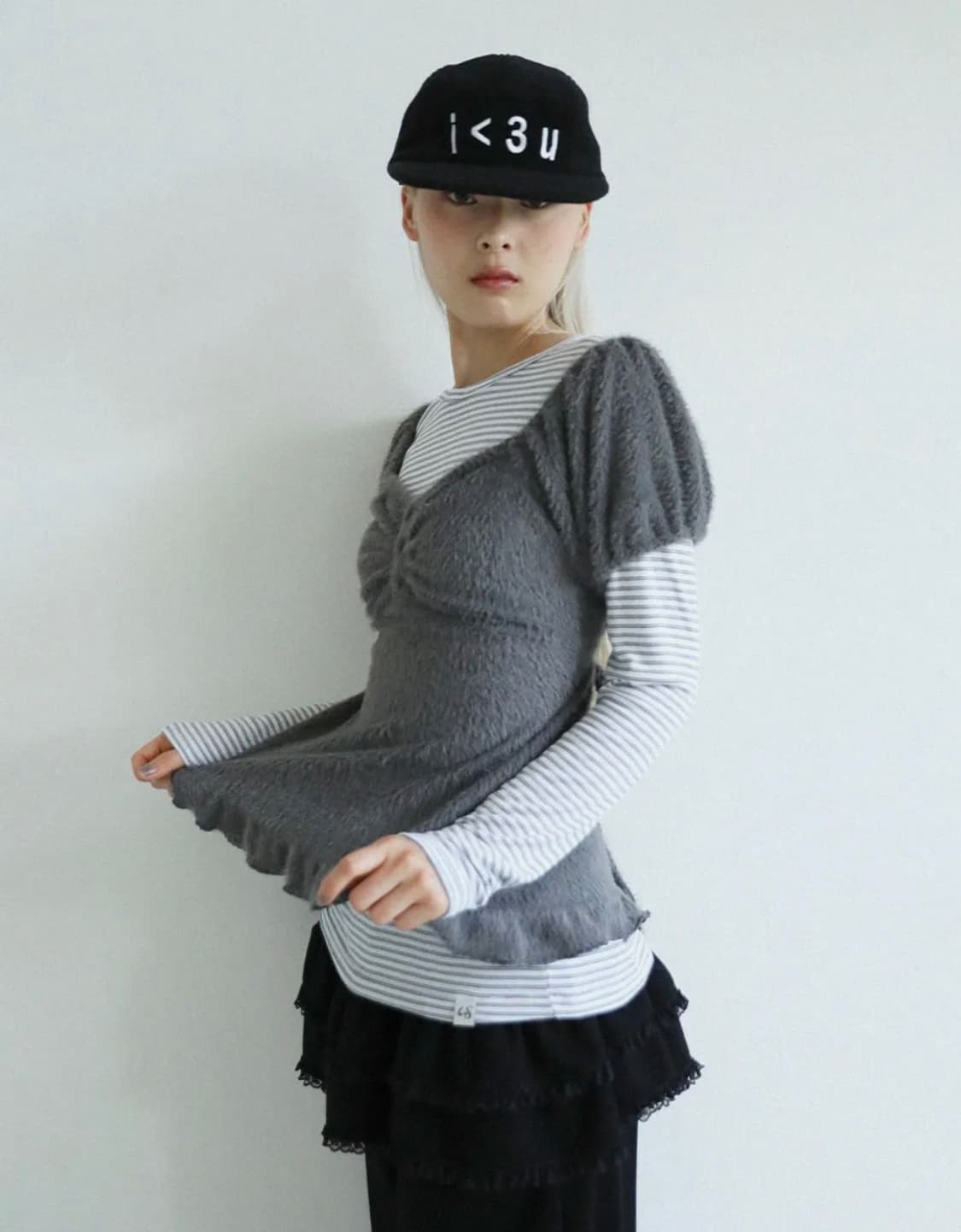 어글리 쉐도우 소프트 셔링 티셔츠(차콜) 상품이미지2