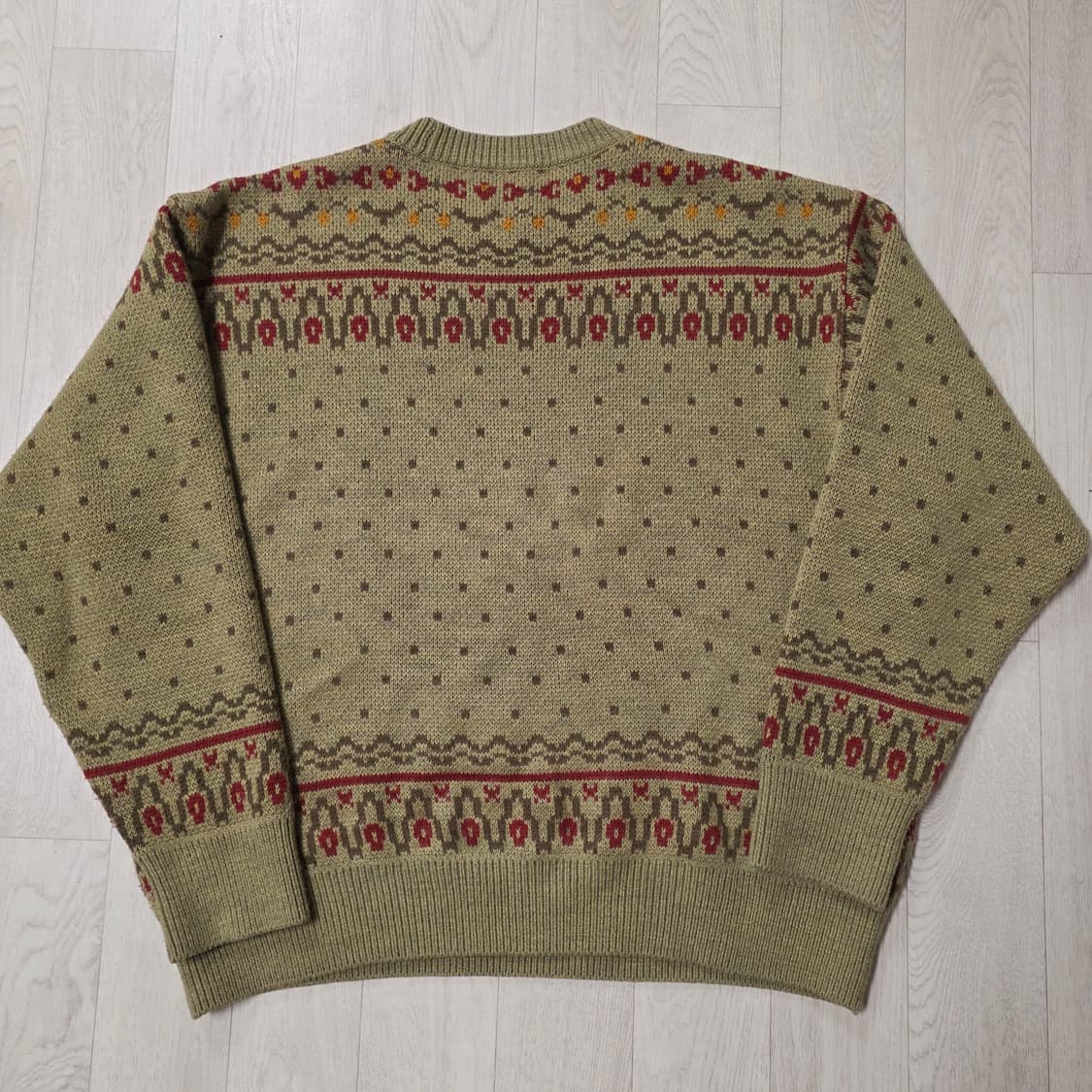 [3] 캐피탈 페어아일 크루 스웨터 카누 라이트카키 니트 kapital 상품이미지6