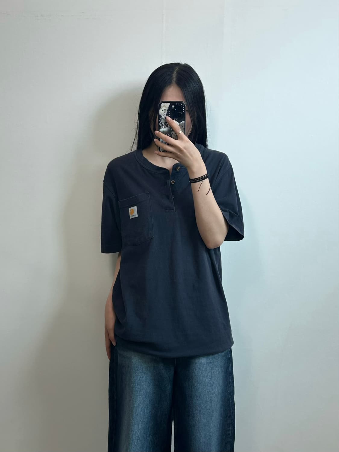 칼하트 헨리넥 버튼 반팔 티셔츠 상품이미지1
