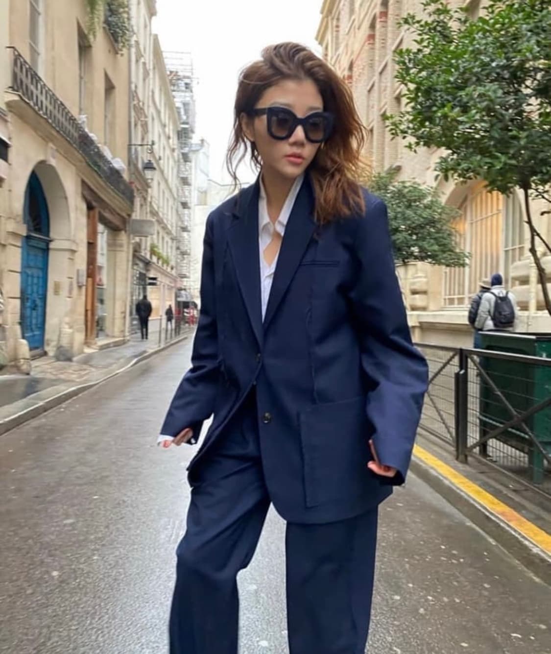 마뗑킴 러프자켓 네이비 상품이미지1