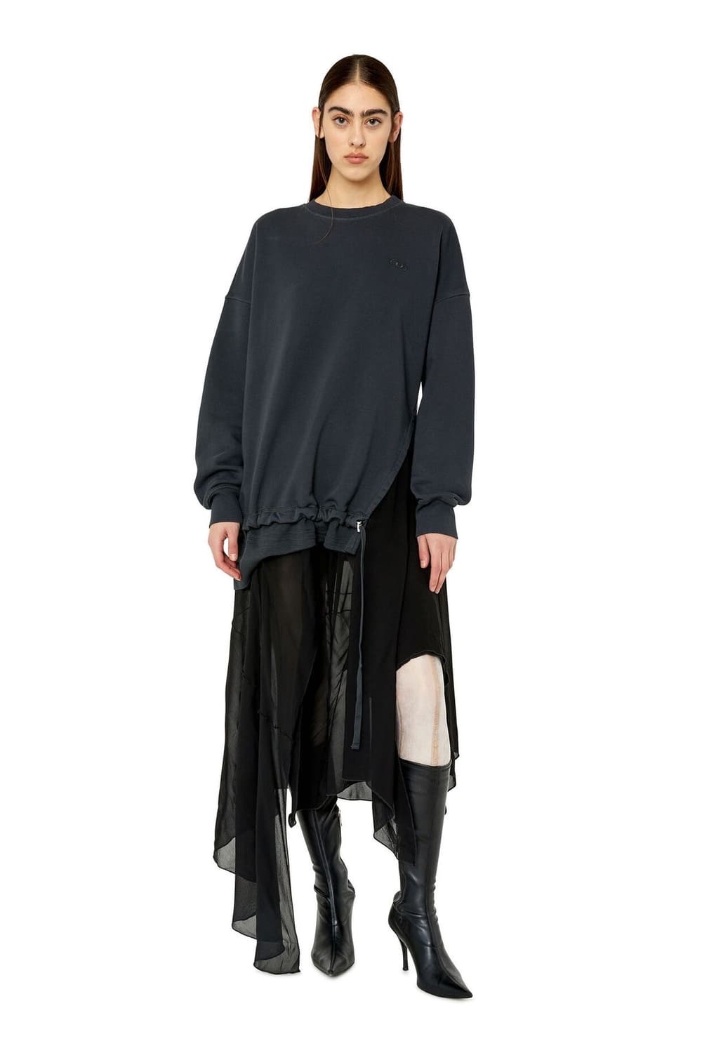 디젤 쉬폰 레이어드 원피스 그레이 상품이미지3