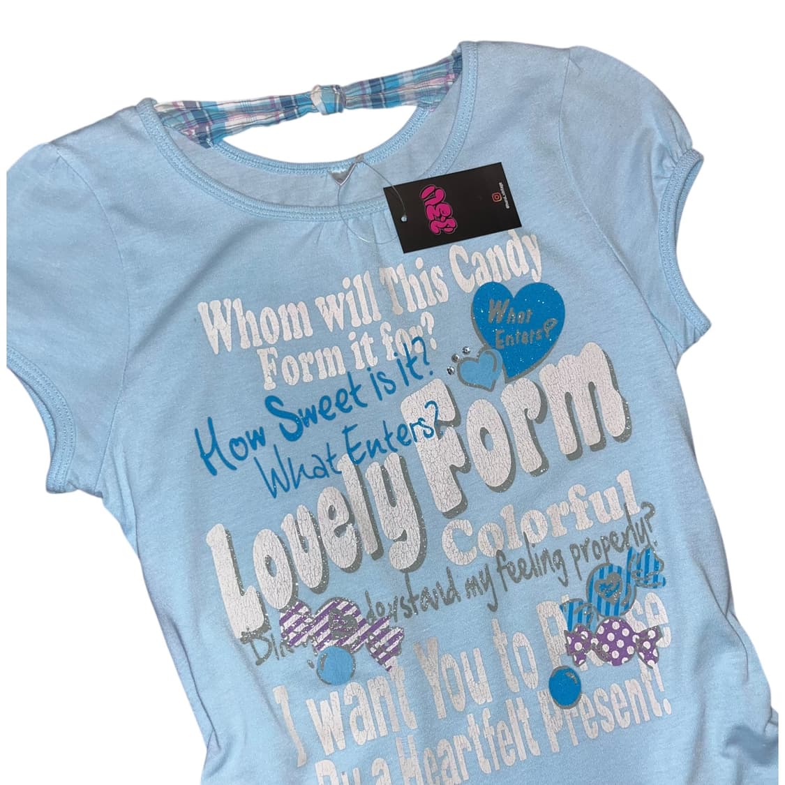 글리터 프린팅 체크스커트 레이어드 반팔 원피스 키치갸루y2k 상품이미지2