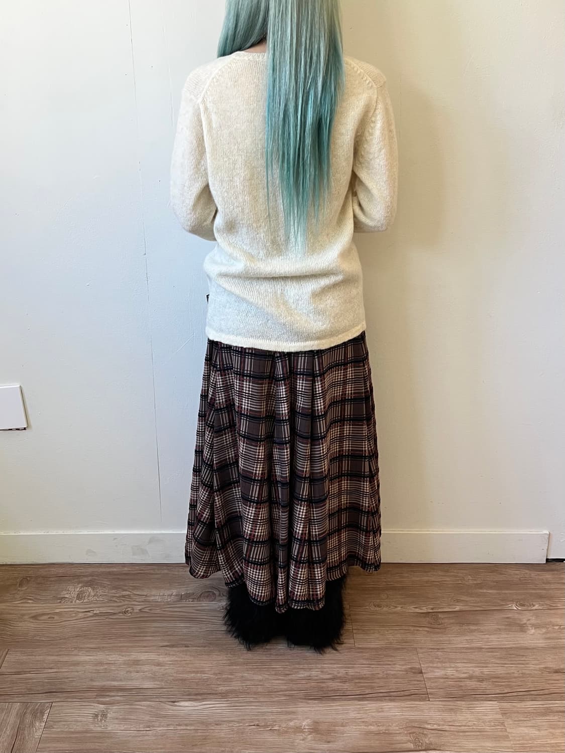 Design Aera 깅엄 체크 롱스커트 상품이미지9