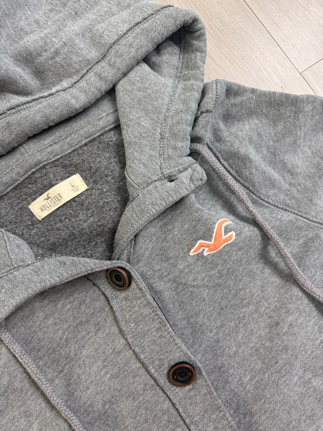 홀리스터 슬림핏 버튼업 후드집업 그레이 상품이미지5