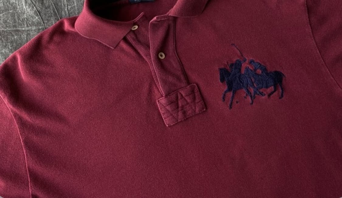 폴로 랄프로렌 버건디 컬러의 빅포니 롱슬리브 카라 티셔츠 s 상품이미지4