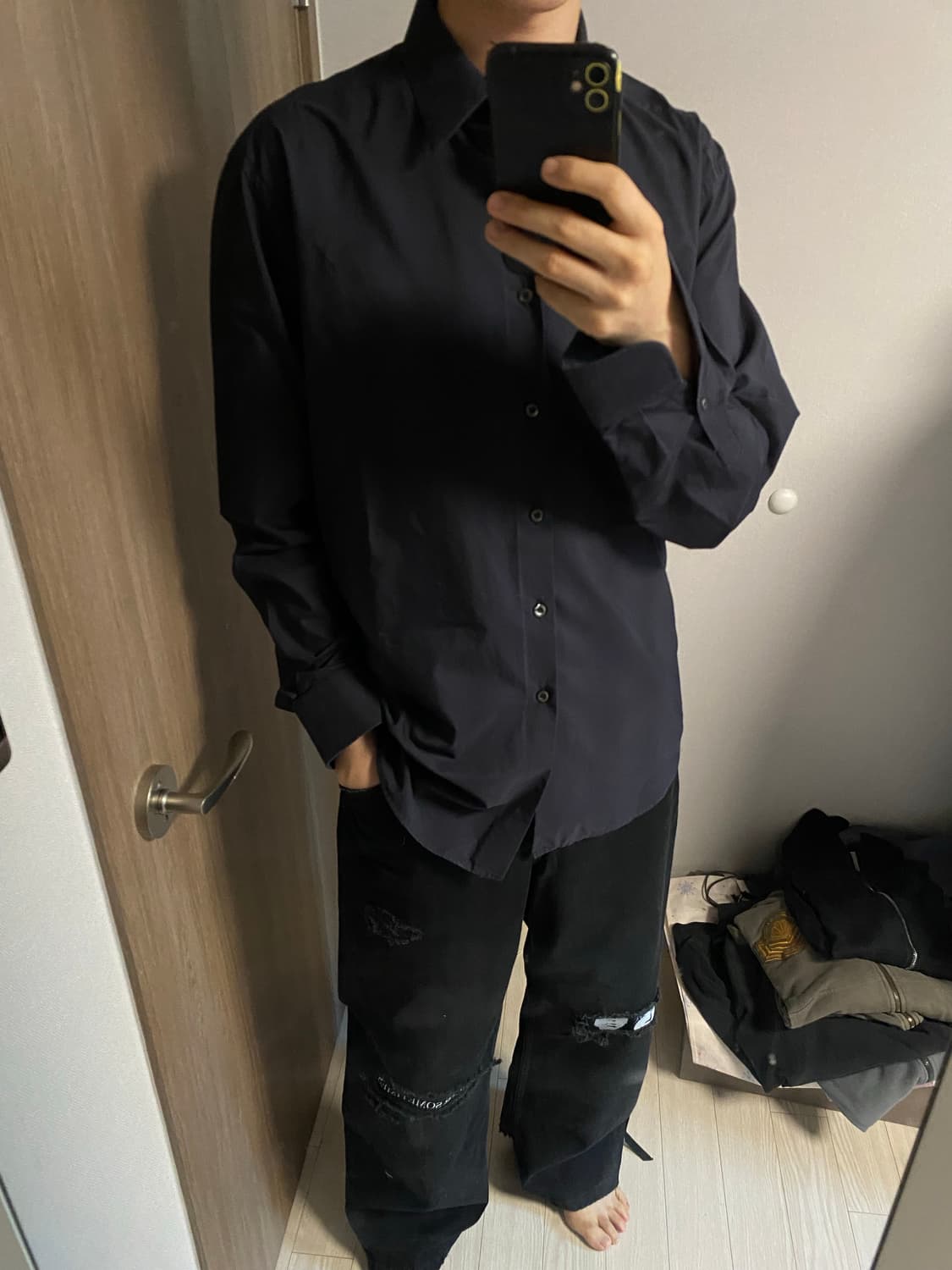 [XL] 프라다 드레스 셔츠 다크 네이비 상품이미지6