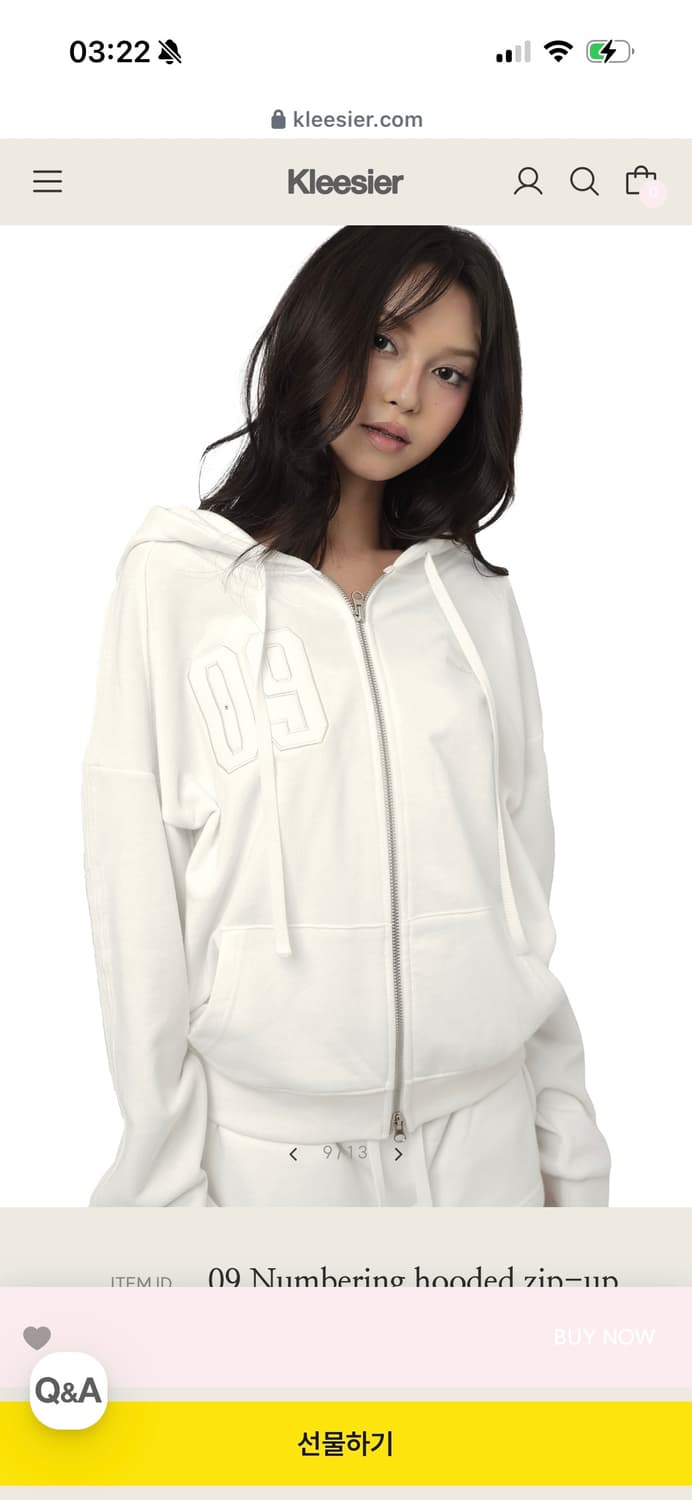 새상품) 클리시어 09후드집업 화이트 상품이미지2
