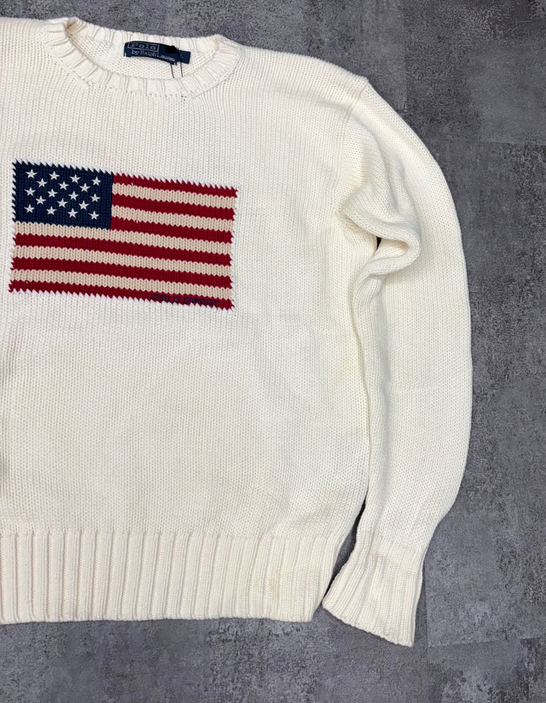 90s 폴로 랄프로렌 성조기 니트 아이보리 상품이미지4