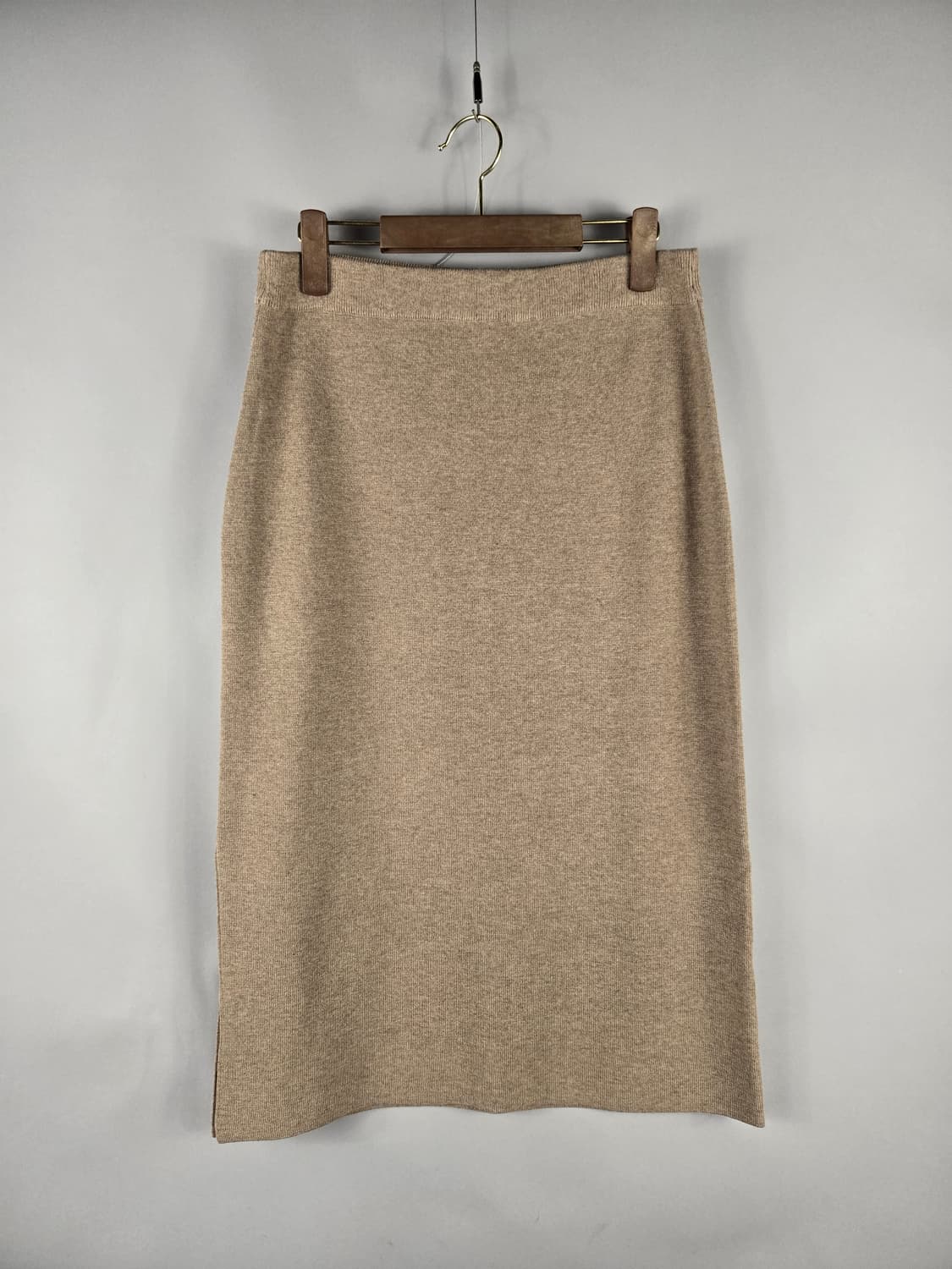 [무료배송]무신사스탠다드 L 여성 울 혼방 니트 롱 스커트 베이지 치마 상품이미지1