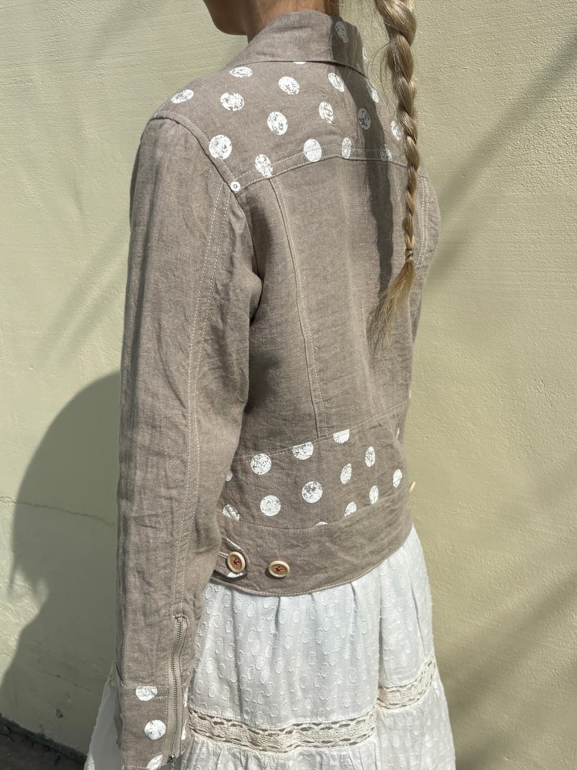 도트 프린팅 린넨 자켓 상품이미지5