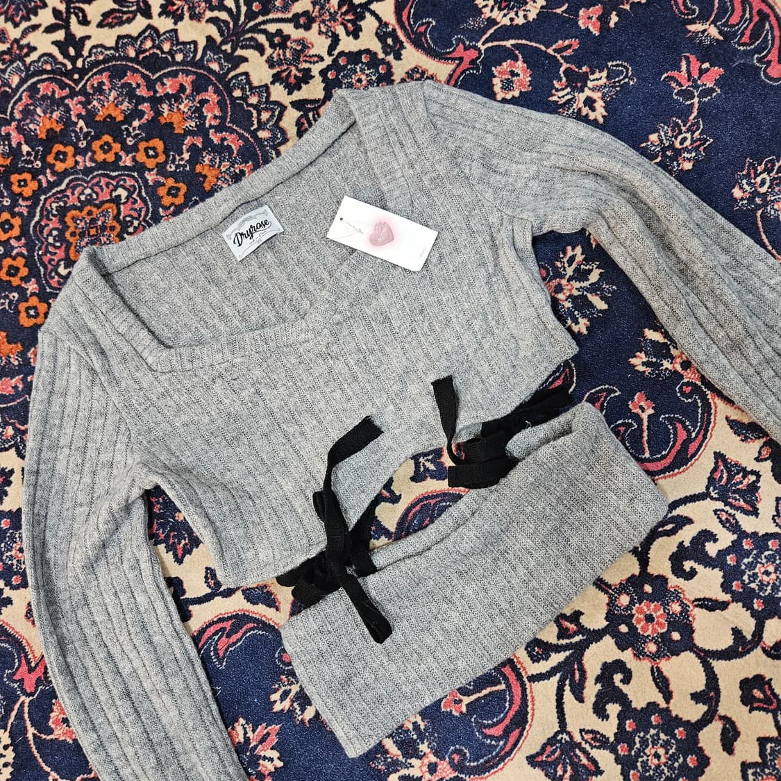 (새상품)드라이로즈 리본 링크 니트 Free 상품이미지3