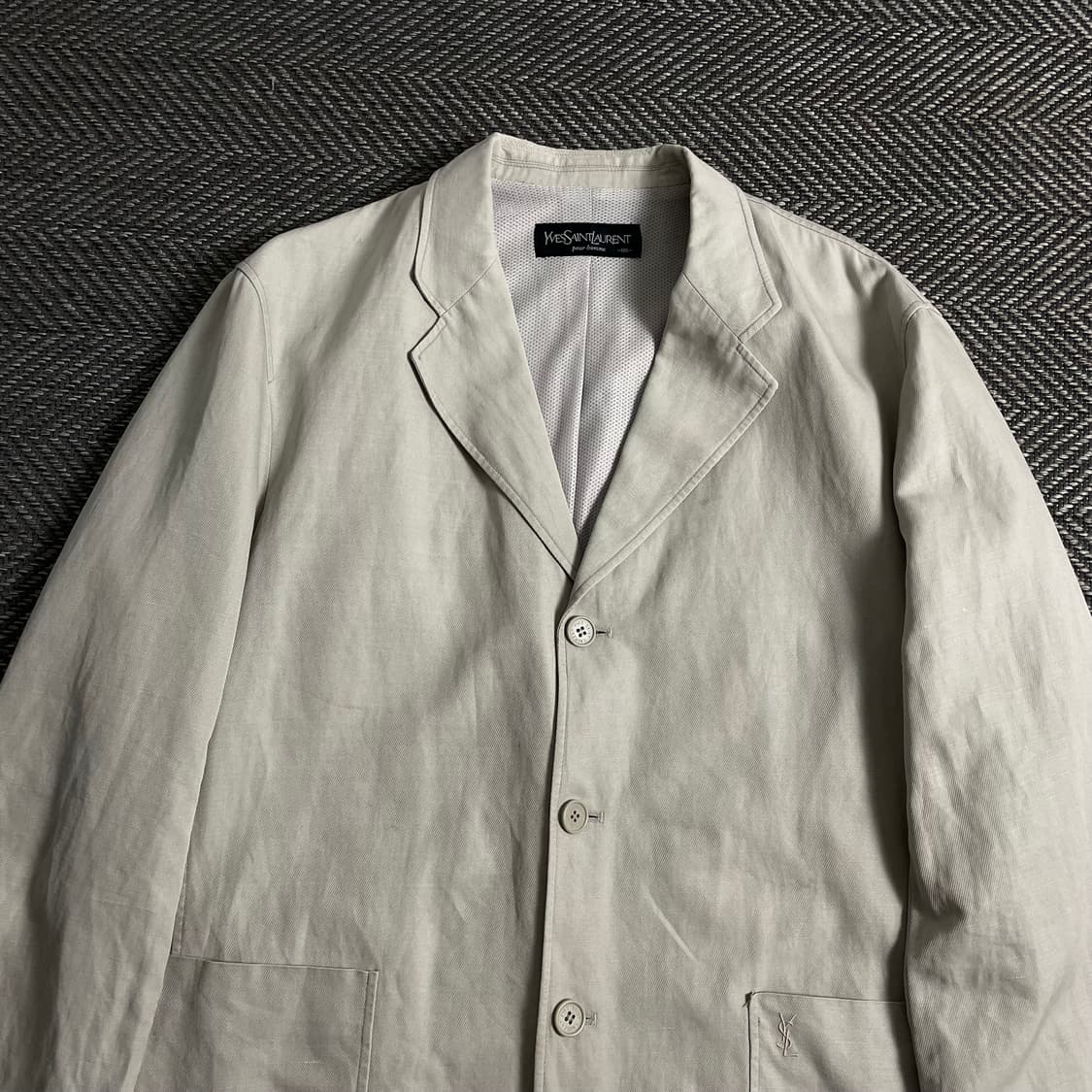 90s 입생로랑 자수로고 아카이브 치노 블레이저 자켓 o 3867 상품이미지4