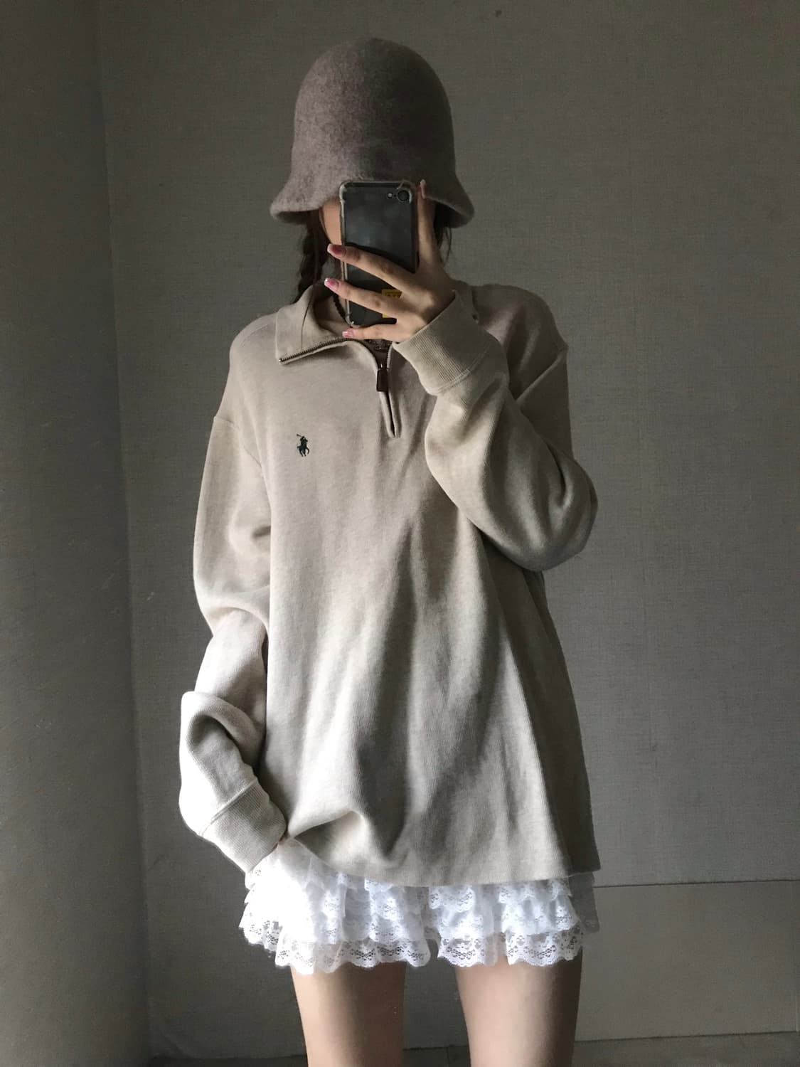 폴로 오트밀 반집업 상품이미지3