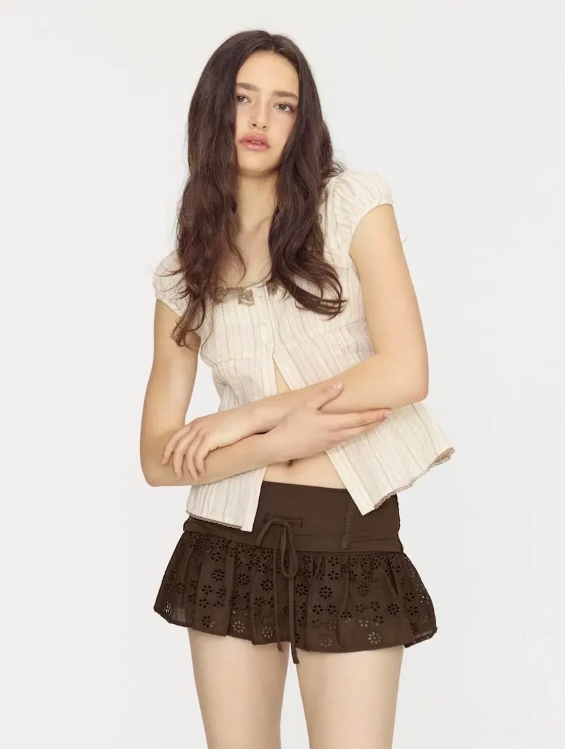 {정가 15.8} 글로니 나오미 벨트 미니 스커트 브라운 S 상품이미지3