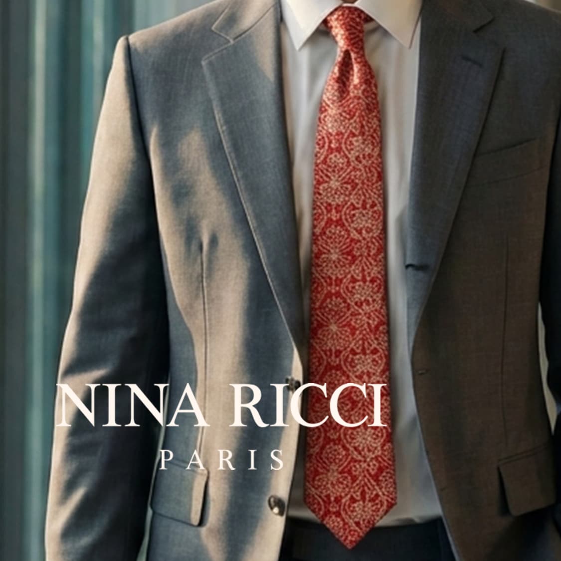 니나리치 실크 레드 페이즐리 플라워 넥타이 9.3cm A+등급 K2405 상품이미지1