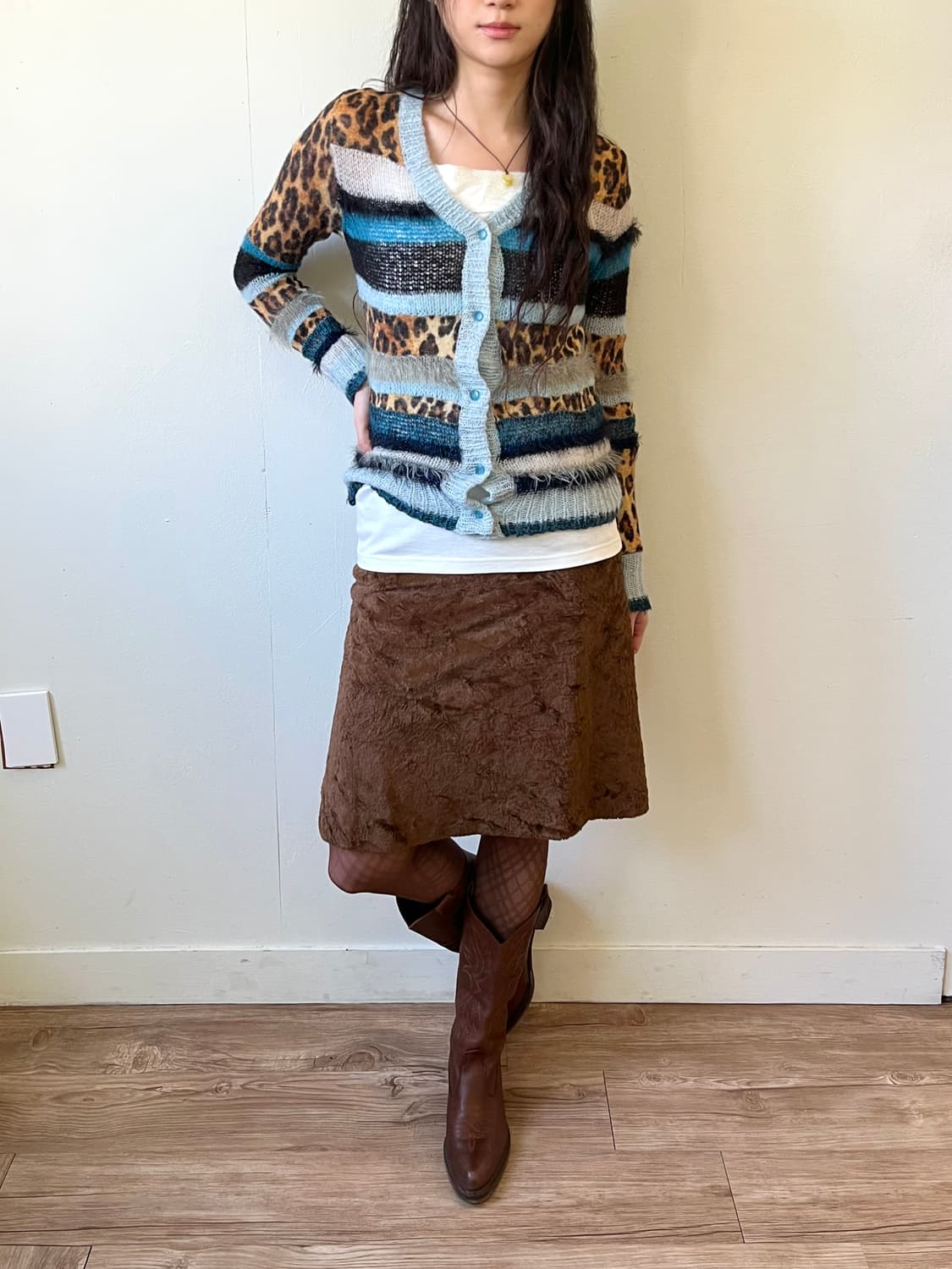 Lui Chantant 브라운 퍼 스커트 상품이미지6