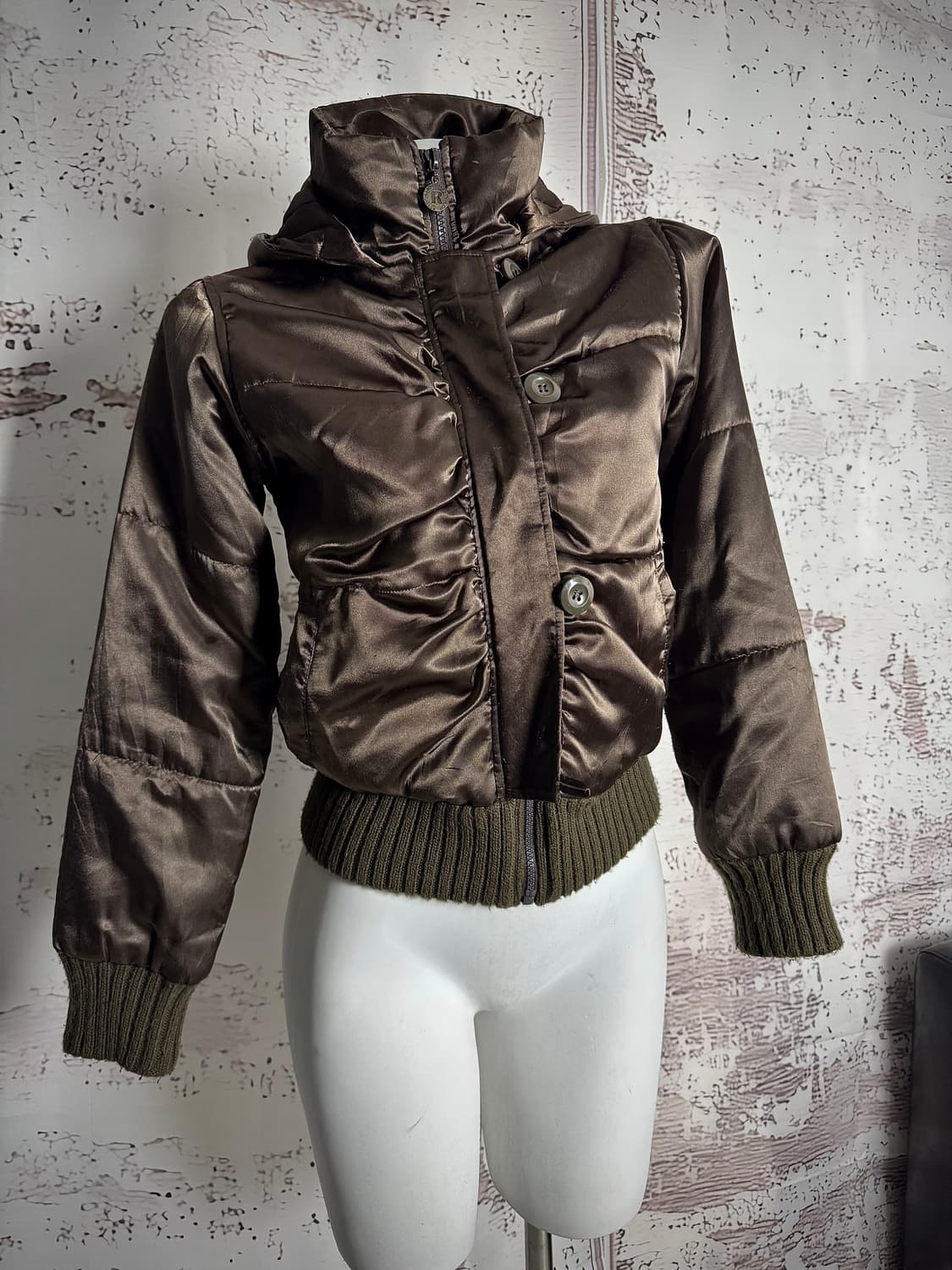 Brown Satin Padded Jacket 상품이미지2
