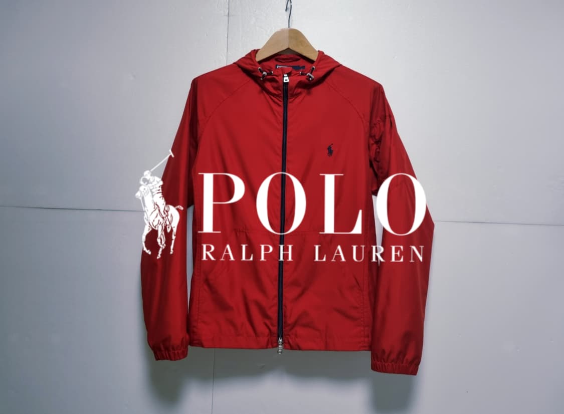 남성 두산 폴로 POLO 랄프로렌 레드 나일론 후드 바람막이 자켓 상품이미지1