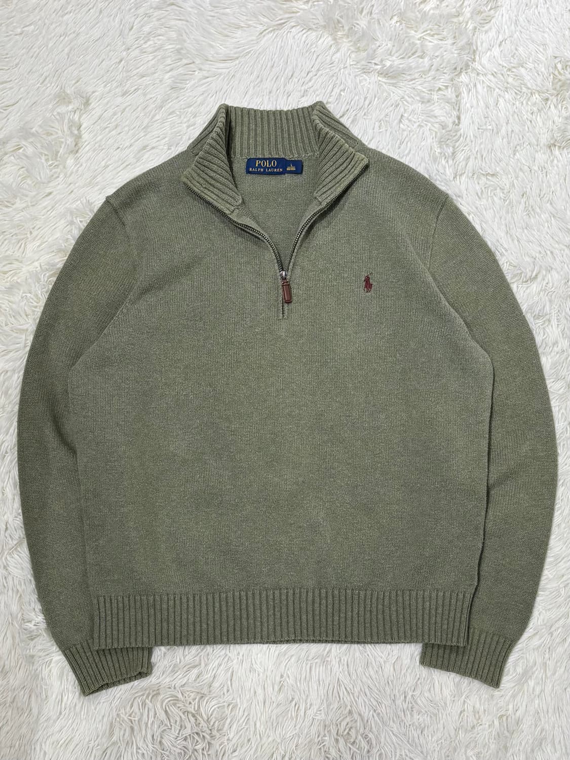 폴로랄프로렌 버건디포니 말차 니트 반집업 상품이미지5