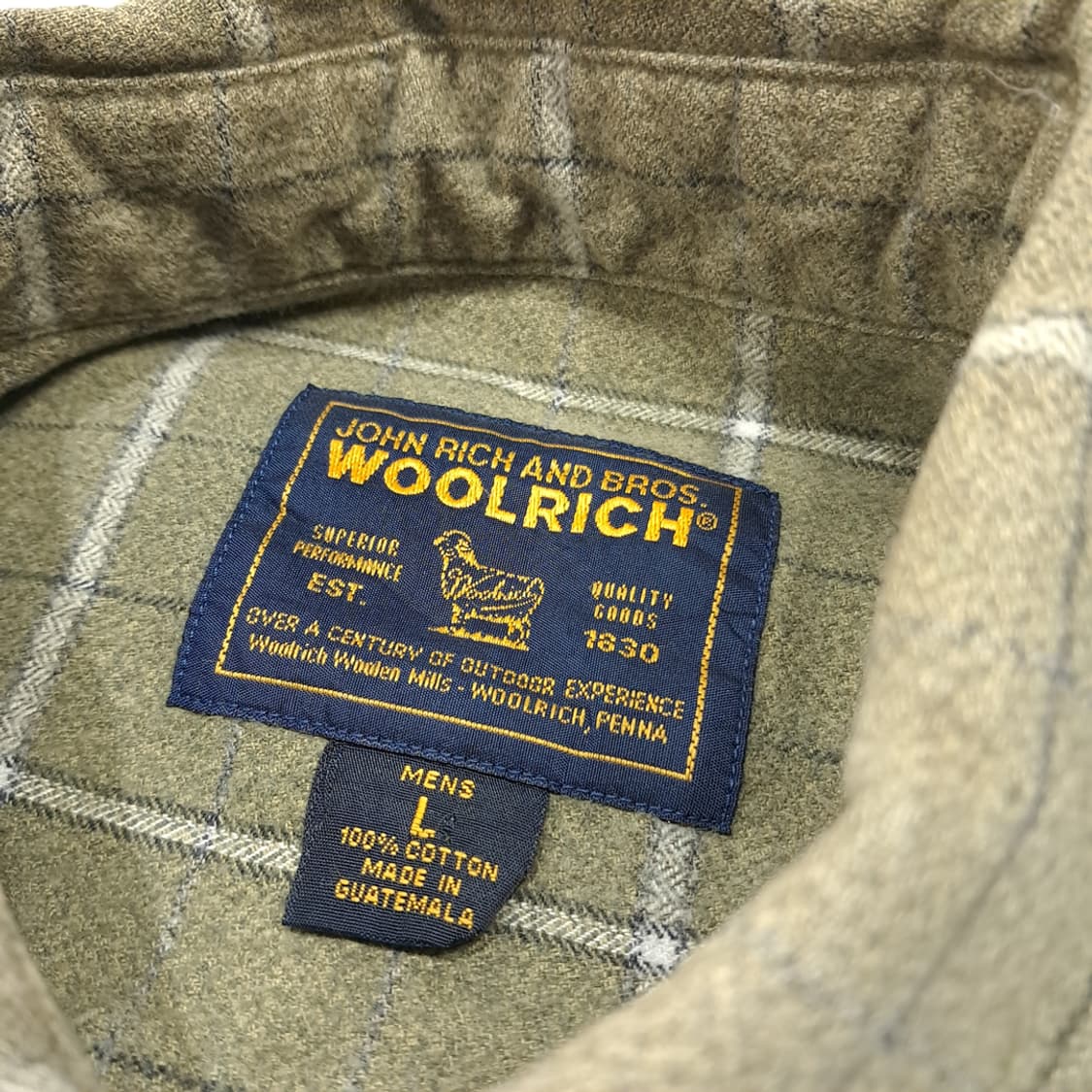 CL370 L 울리치 90s  윈도우페인 체크 올리브 버튼다운 셔츠 남 상품이미지3