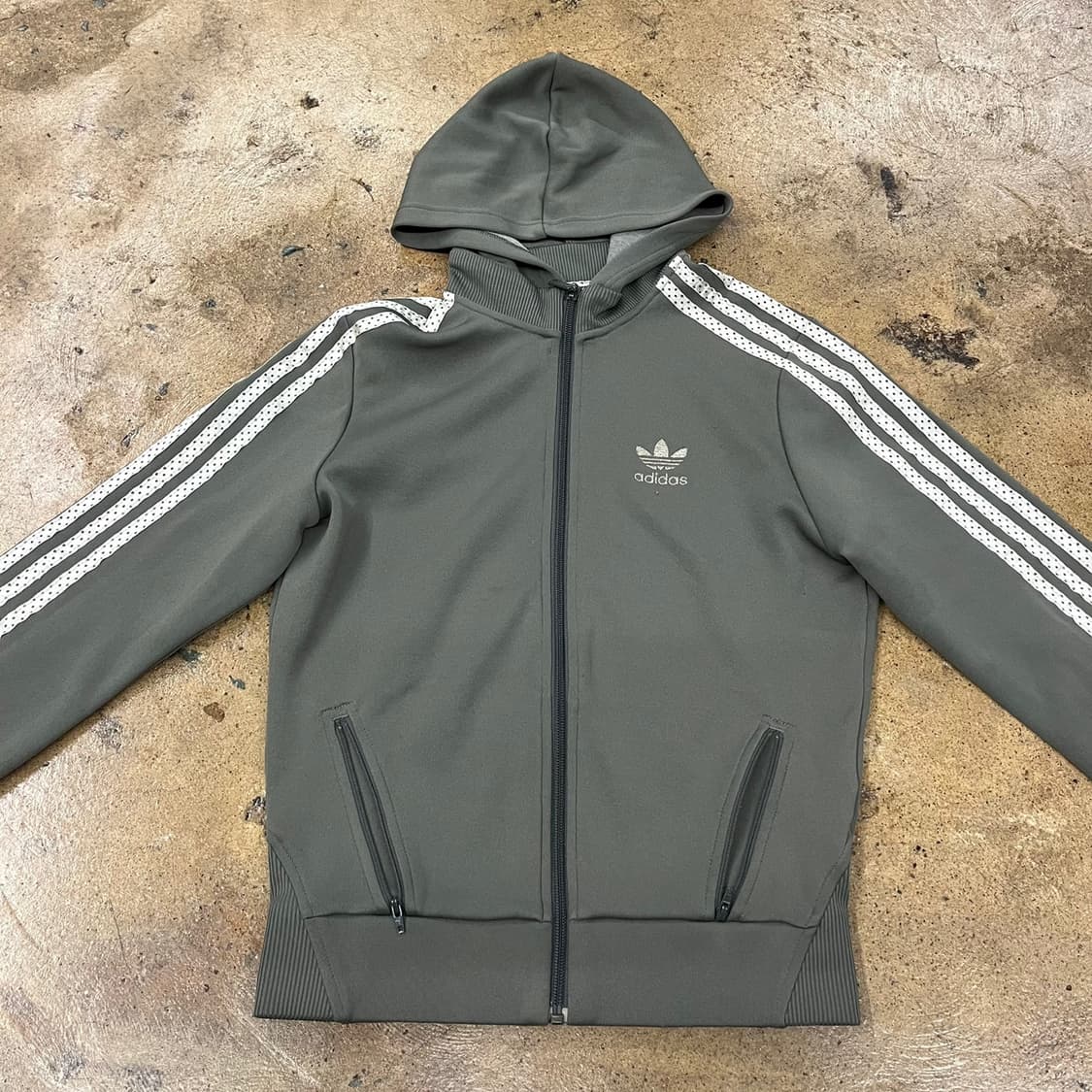 아디다스 카키 도트 트랙탑 후플 플락 후드집업 져지 트랙탑 90 상품이미지3