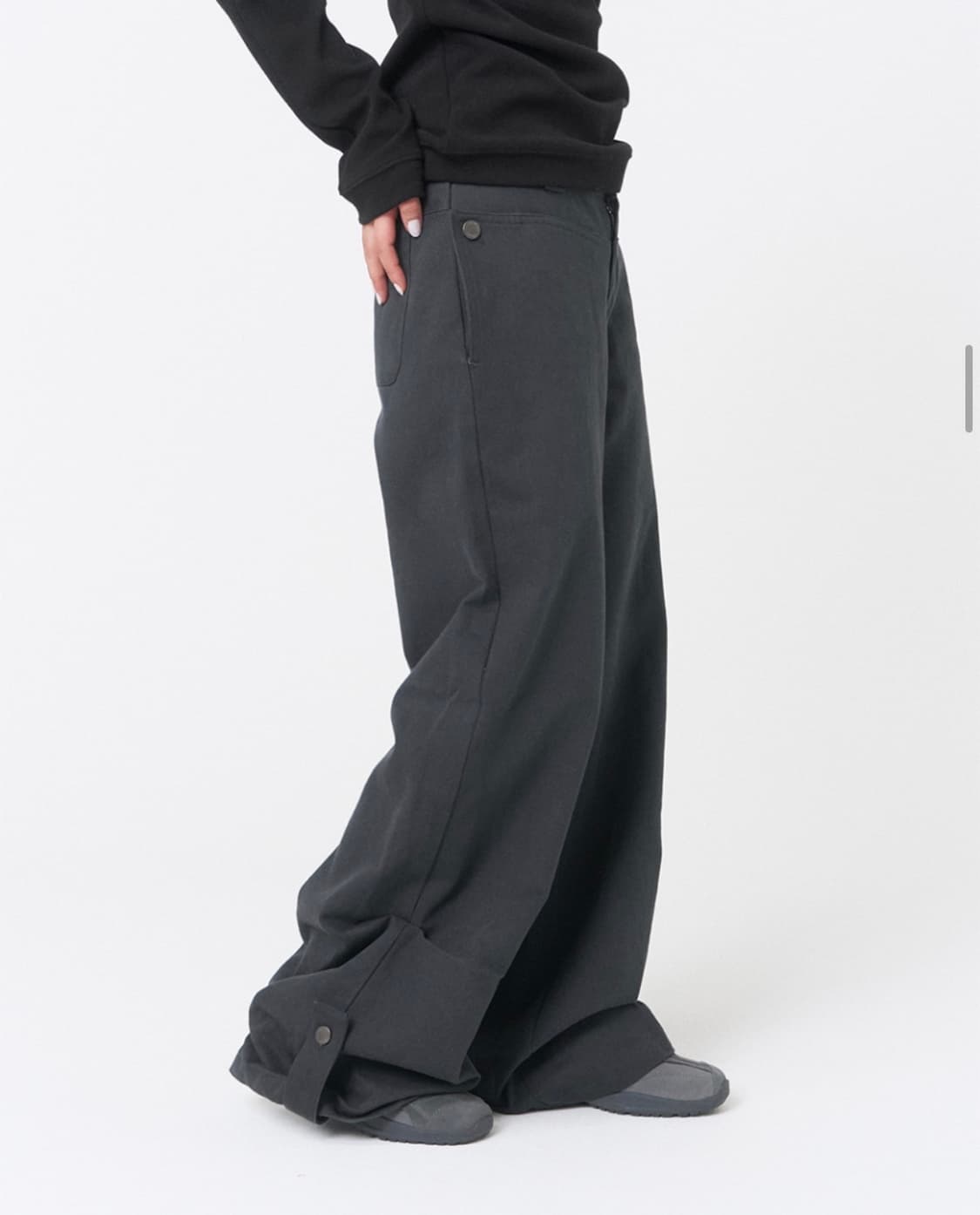미세키서울 Flap layered wide pants charcoal 상품이미지5