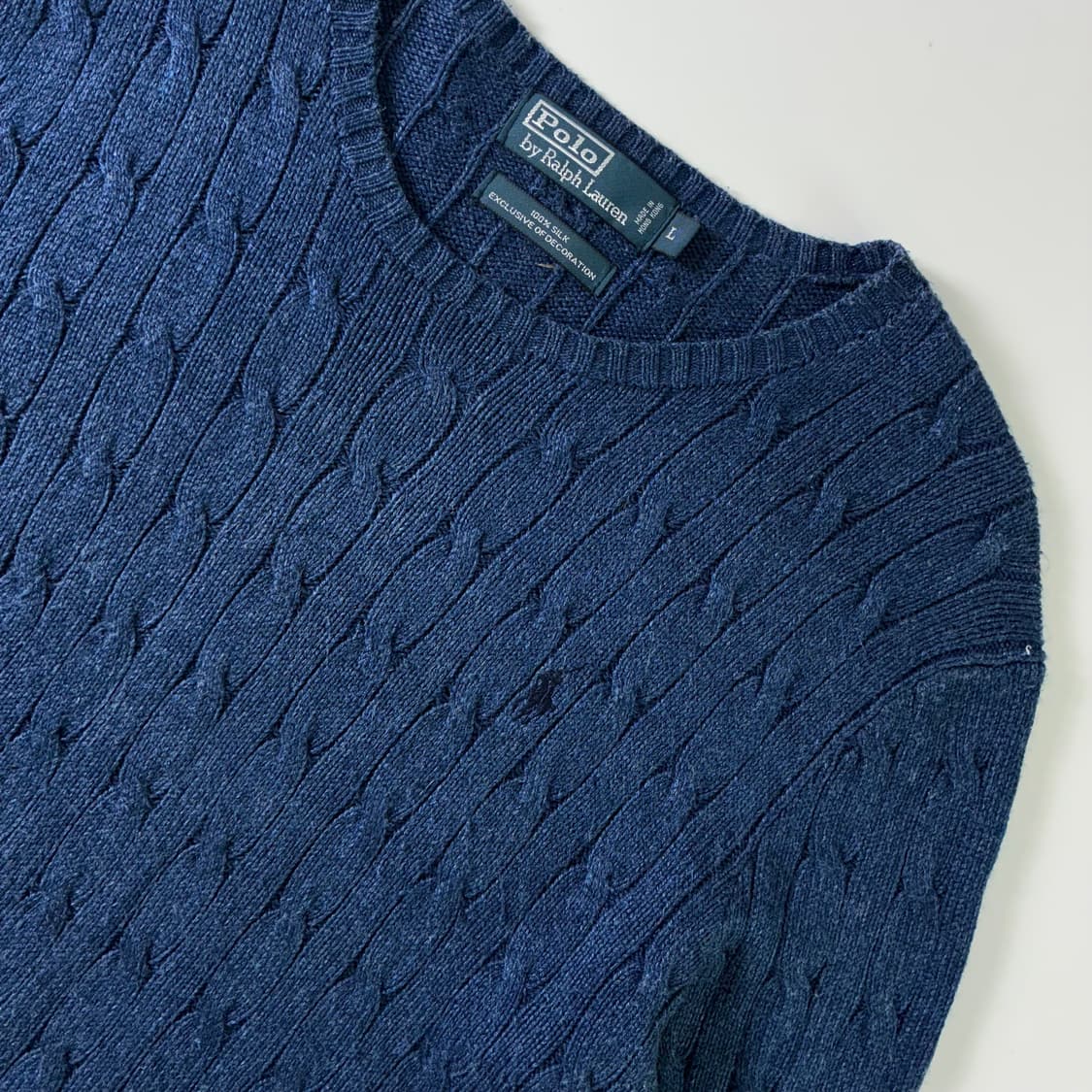 Polo  폴로 랄프로렌 자수 실크 블루 꽈배기 니트   상품이미지3