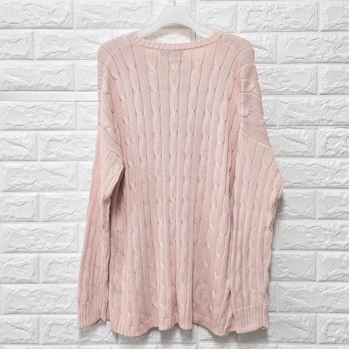 택포// 폴로 랄프로렌 핑크 꽈배기 니트 M 상품이미지4