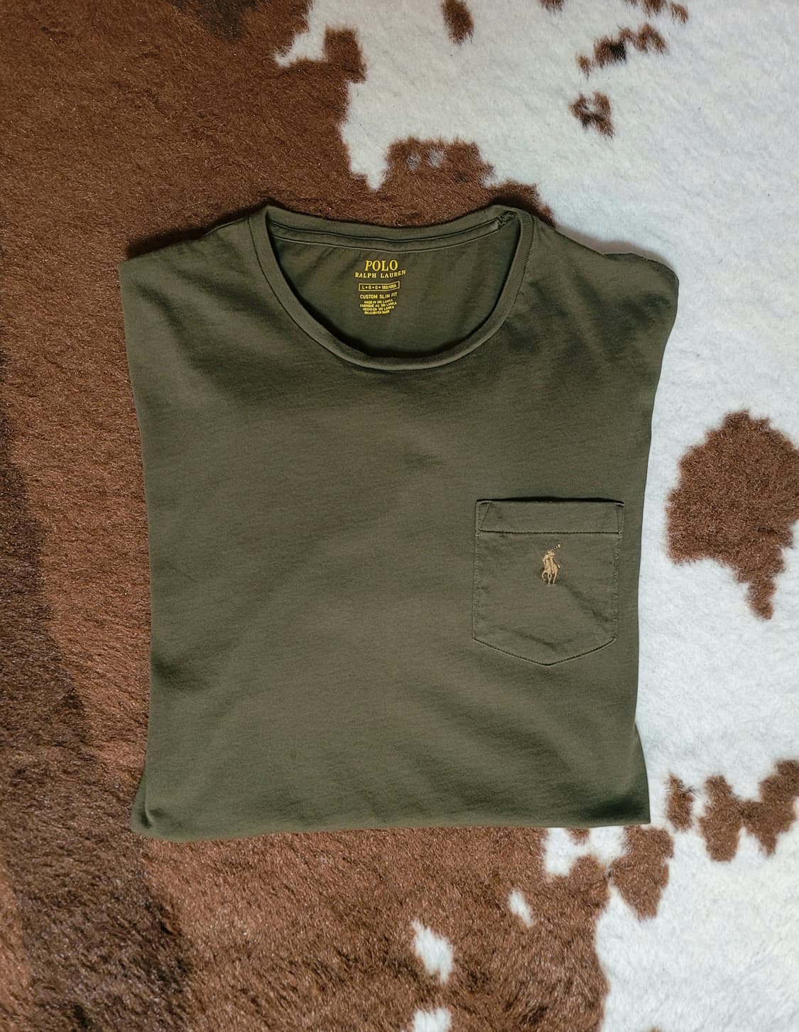 폴로 랄프로렌 남성용 올리브그린 라운드 긴팔티(L) 상품이미지2